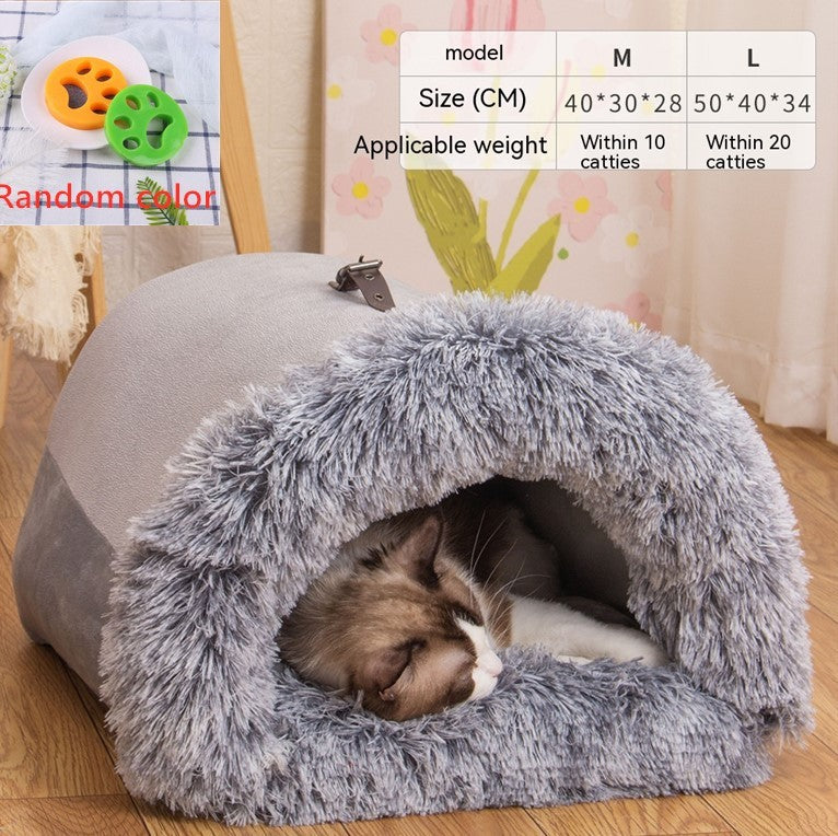 Plush Pet Nest – Snuggly, Stylish & Portable