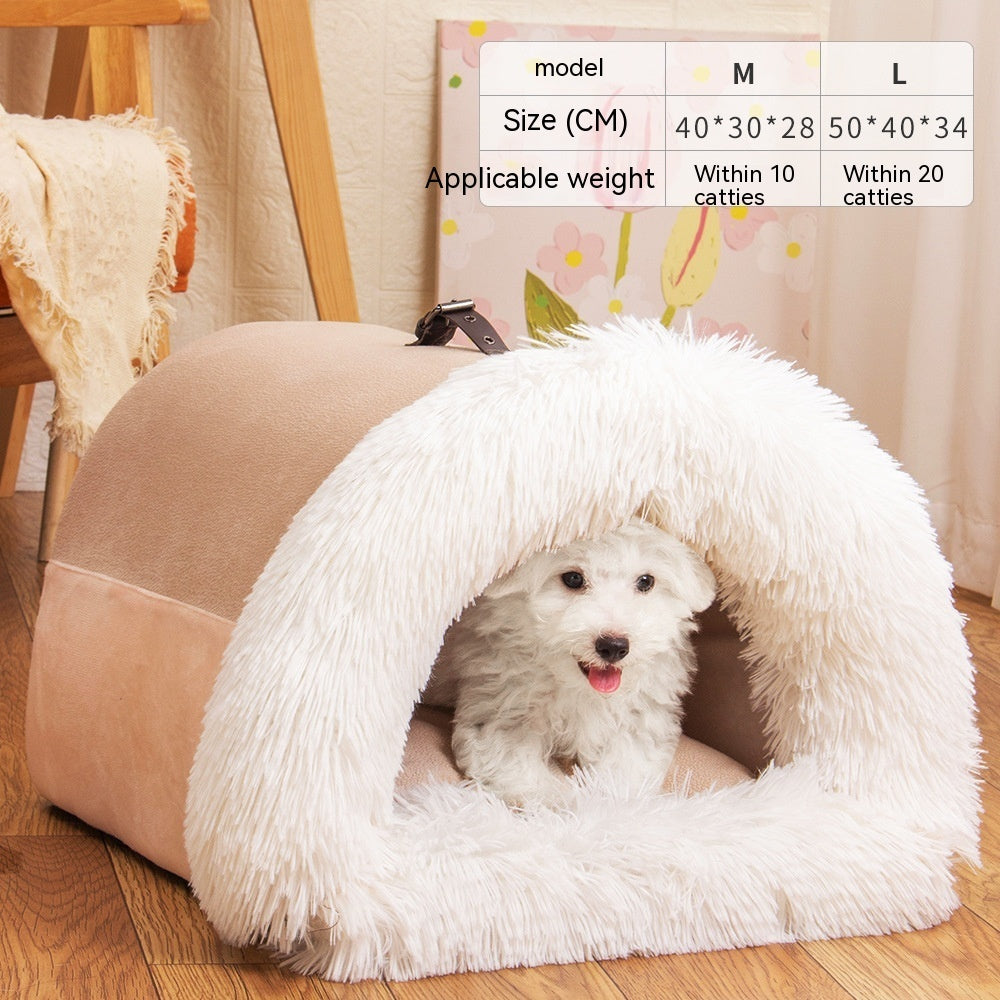 Plush Pet Nest – Snuggly, Stylish & Portable