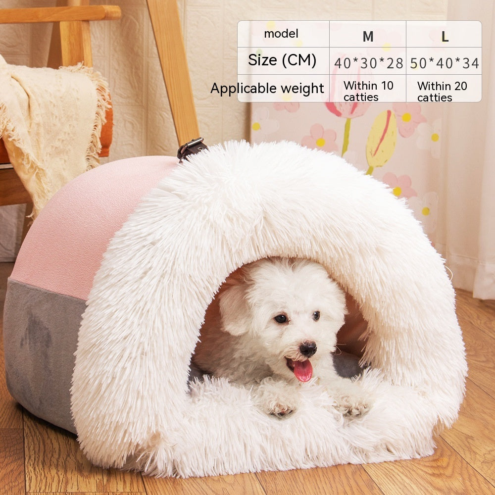 Plush Pet Nest – Snuggly, Stylish & Portable