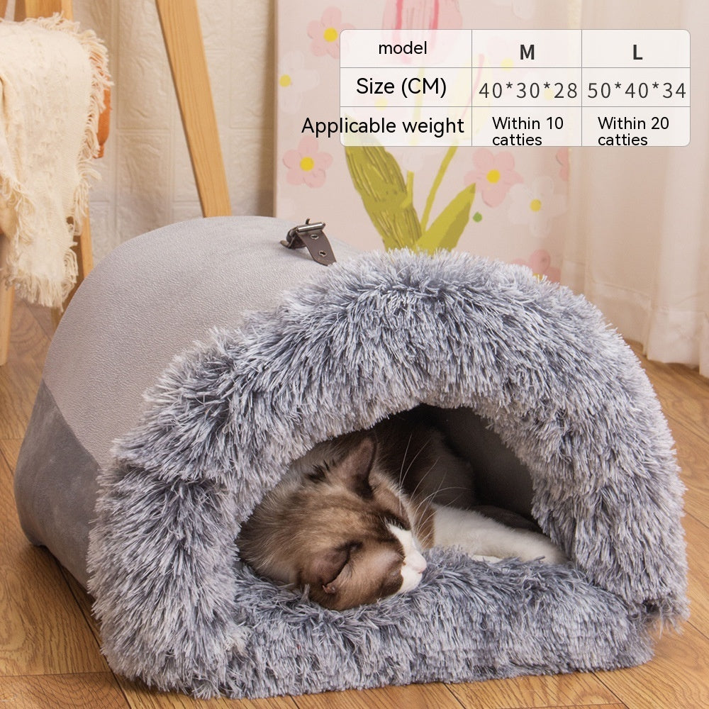 Plush Pet Nest – Snuggly, Stylish & Portable