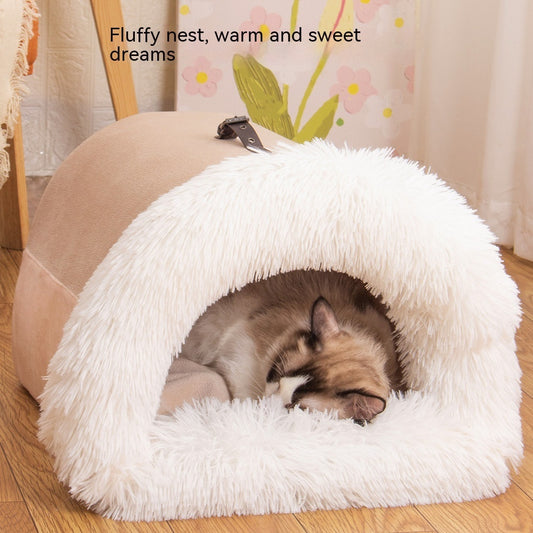 Plush Pet Nest – Snuggly, Stylish & Portable